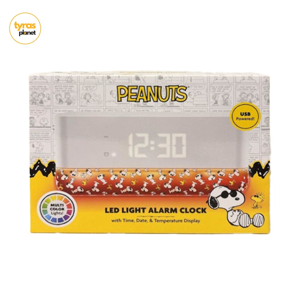 Peanuts Snoopy LED Light Alarm Clock USB Powered Joe Cool White Digital NEW